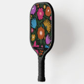 Stijlvolle, kleurrijke Florals Naam Zwart Pickleball Paddle (Links)