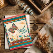Stijlvolle kleurrijke Folk Fun Butterfly Afstudeer Kaart
