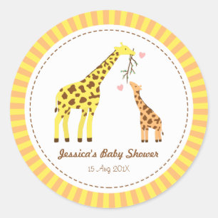 Stijlvolle Kleurrijke Giraffe Kalf Baby Shower Fee Ronde Sticker