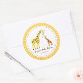 Stijlvolle kleurrijke Giraffe kalf Baby shower Par Ronde Sticker (Envelop)