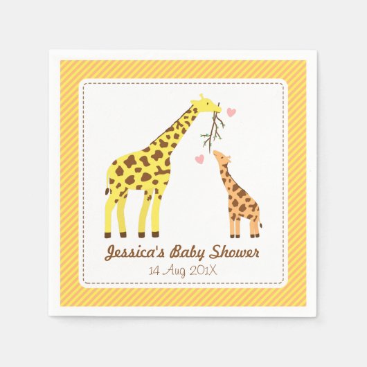 Stijlvolle kleurrijke Giraffe kalf Baby shower Par Servetten (Voorkant)