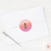 Stijlvolle, kleurrijke gouden anananasroze make-up ronde sticker (Envelop)