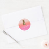 Stijlvolle, kleurrijke gouden anananasroze make-up ronde sticker (Envelop)