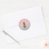Stijlvolle, kleurrijke gouden anananasroze make-up ronde sticker (Envelop)