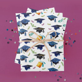 Stijlvolle Kleurrijke Graduation Cap Waterverf Fee Inpakpapier Vel