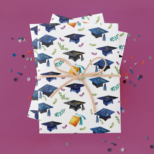 Stijlvolle Kleurrijke Graduation Cap Waterverf Fee Inpakpapier Vel