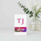 Stijlvolle, kleurrijke graffiti Grunge Monogram le Visitekaartje (Staand voorkant)