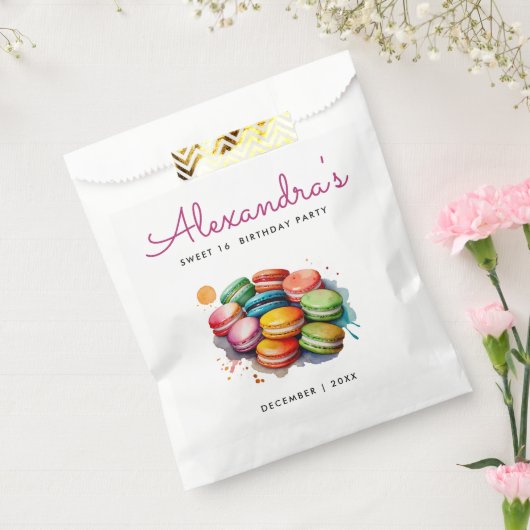 Stijlvolle kleurrijke Macarons Sweet 16 Bake Water Bedankzakje (Gezegeld)