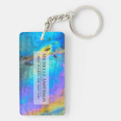 Stijlvolle kleurrijke marmeren steen Moderne naam Sleutelhanger (achterkant)