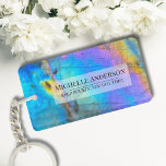 Stijlvolle kleurrijke marmeren steen Moderne naam Sleutelhanger<br><div class="desc">Prachtige en kleurrijke regenboogkleurige labradoriet stenen foto maakt de perfecte achtergrond voor een eenvoudig en modern ontwerp. Dit is een close-up van een echte natuurlijke labradorietsteen met blauw, paarse, roze, geel en groen. Deze kunnen worden gebruikt voor elk bedrijf of individu, of het zou ook perfect zijn voor een kristalwinkel!...</div>