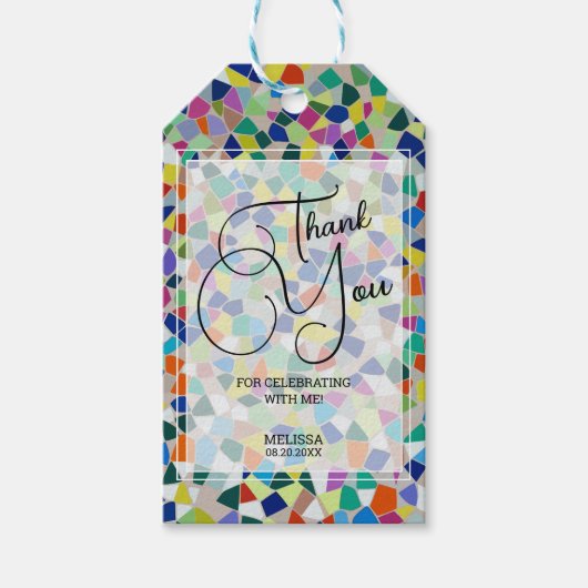 Stijlvolle Kleurrijke Mozaïek Bedankt Cadeaulabel (Voorkant)