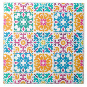 Stijlvolle kleurrijke patroon Mexicaanse Papel Pic Tegeltje (Voorkant)