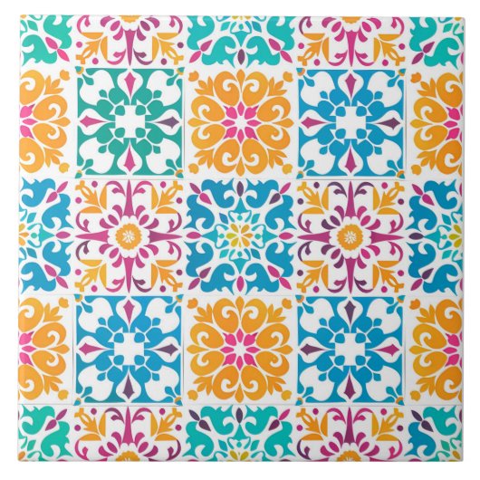 Stijlvolle kleurrijke patroon Mexicaanse Papel Pic Tegeltje (Voorkant)