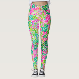 Stijlvolle kleurrijke roze bloemige botanische Wat Leggings
