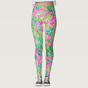 Stijlvolle kleurrijke roze bloemige botanische Wat Leggings