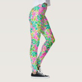 Stijlvolle kleurrijke roze bloemige botanische Wat Leggings (Rechts)