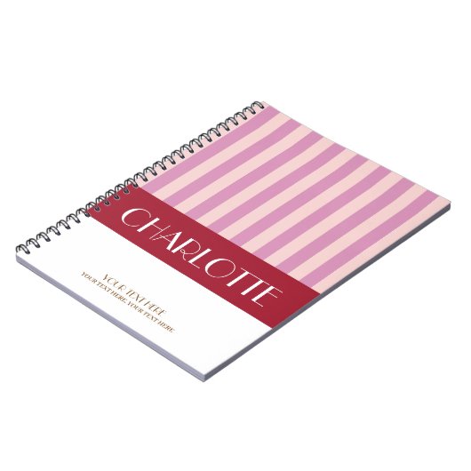Stijlvolle kleurrijke strepen gepersonaliseerde mo notitieboek (Linkerzijde)
