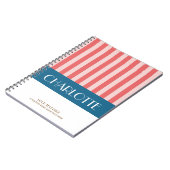 Stijlvolle kleurrijke strepen gepersonaliseerde mo notitieboek (Linkerzijde)