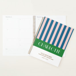 Stijlvolle kleurrijke strepen gepersonaliseerde pl planner
