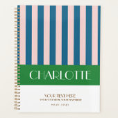 Stijlvolle kleurrijke strepen gepersonaliseerde pl planner (Voorkant)