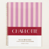 Stijlvolle kleurrijke strepen gepersonaliseerde pl planner (Voorkant)