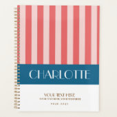 Stijlvolle kleurrijke strepen gepersonaliseerde pl planner (Voorkant)