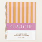 Stijlvolle kleurrijke strepen gepersonaliseerde pl planner (Voorkant)