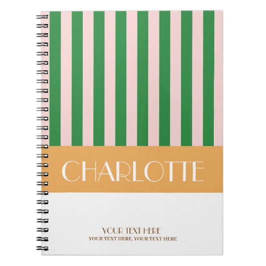 Stijlvolle Kleurrijke Strepen Persoonlijk Monogram Notitieboek (Voorkant)