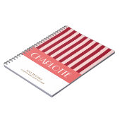 Stijlvolle Kleurrijke Strepen Persoonlijk Monogram Notitieboek (Linkerzijde)