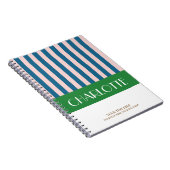 Stijlvolle Kleurrijke Strepen Persoonlijke Initial Notitieboek (Rechterzijde)