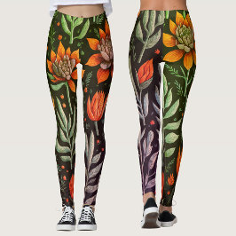 Stijlvolle kleurrijke tuin succulenten bloemenpatr leggings