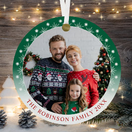 Stijlvolle Kleurrijke Tweezijdige Twee foto Sneeuw Metalen Ornament