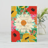 Stijlvolle, kleurrijke Waterverf Floral Mint Desig Kaart (Staand voorkant)