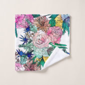 Stijlvolle kleurrijke Waterverf Floral Patroon Bad Handdoek (Wasdoekje)