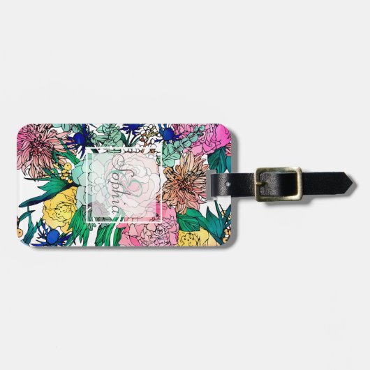 Stijlvolle kleurrijke Waterverf Floral Patroon Bagagelabel (Voorkant horizontaal)