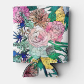 Stijlvolle kleurrijke Waterverf Floral Patroon Blikjeskoeler (Voorkant)