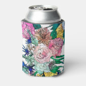 Stijlvolle kleurrijke Waterverf Floral Patroon Blikjeskoeler (Blikje Achterkant)