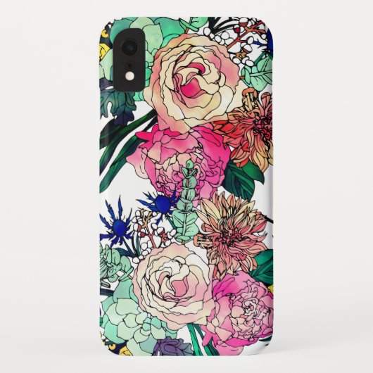 Stijlvolle kleurrijke Waterverf Floral Patroon Case-Mate iPhone Case (Achterkant)