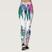 Stijlvolle kleurrijke Waterverf Floral Patroon Leggings (Achterkant)