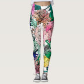 Stijlvolle kleurrijke Waterverf Floral Patroon Leggings (Voorkant)