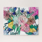 Stijlvolle kleurrijke Waterverf Floral Patroon Legpuzzel (Horizontaal)