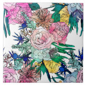 Stijlvolle kleurrijke Waterverf Floral Patroon Tegeltje (Voorkant)