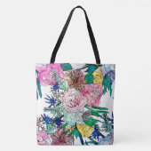 Stijlvolle kleurrijke Waterverf Floral Patroon Tote Bag (Voorkant)