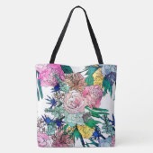 Stijlvolle kleurrijke Waterverf Floral Patroon Tote Bag (Achterkant)
