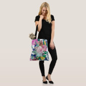 Stijlvolle kleurrijke Waterverf Floral Patroon Tote Bag (Op model)