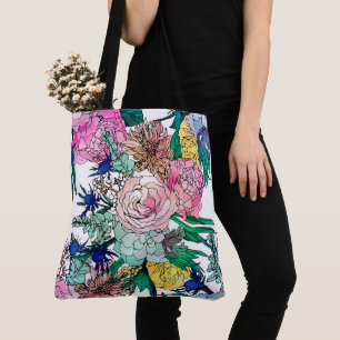 Stijlvolle kleurrijke Waterverf Floral Patroon Tote Bag