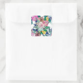 Stijlvolle kleurrijke Waterverf Floral Patroon Vierkante Sticker (Tas)
