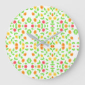 Stijlvolle klok in botergele bloemmotief (Voorkant)