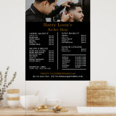 Stijlvolle knipbeurt, prijslijst heren kappers poster (Keuken)