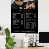 Stijlvolle knipbeurt, prijslijst heren kappers poster (Thuiskantoor)